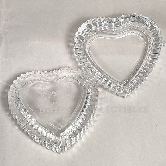 Disney Parks Disneyland Arribas Brothers Glass Heart Trinket Box Mickey Minnie - Picture 6 of 7
